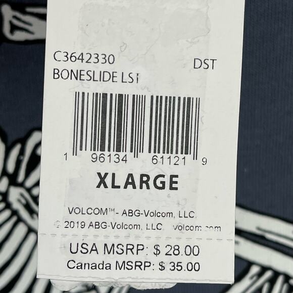 Volcom Bone Slide Skeleton Skater Long Sleeve Tee Shirt Big Boys Sz XL 16 - Picture 4 of 5